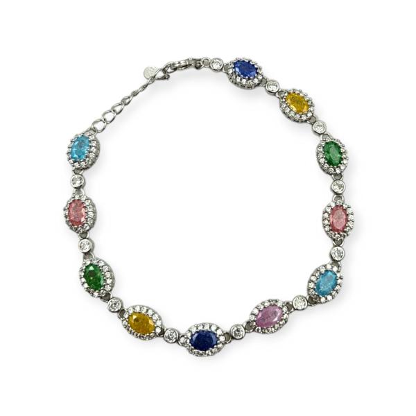 925 Sterling Silver Breclet in Multicolour Design